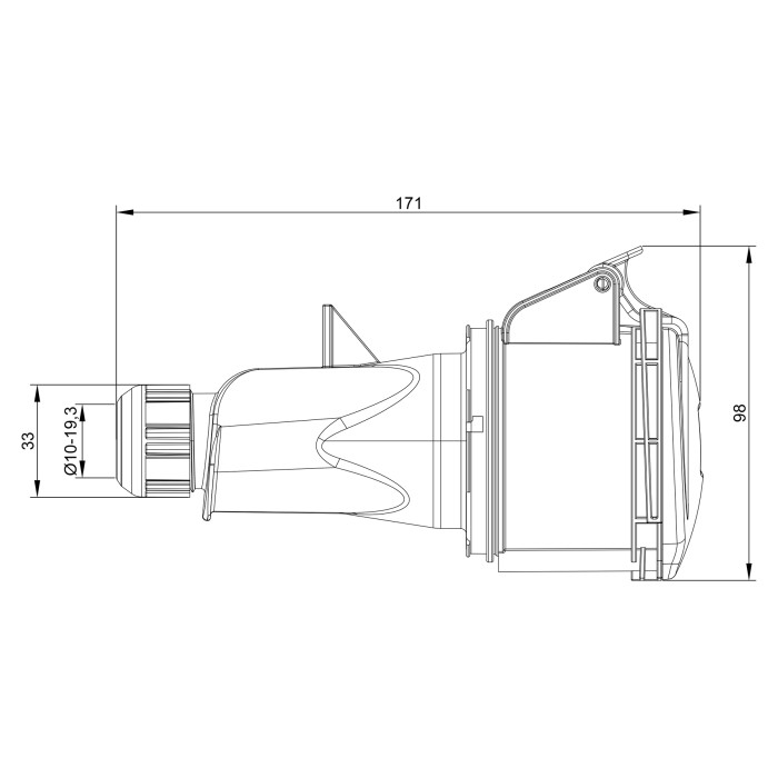 Розетка кабельна IDE MUNDIAL 2P+E 32A 380–415V IP44