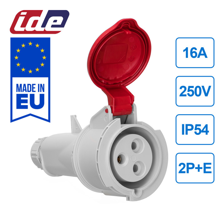 Розетка кабельна IDE MUNDIAL 2P+E 32A 380–415V IP44