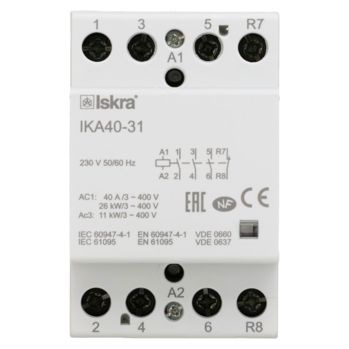 Модульний контактор ISKRA IKA 40A 230V AC 3NO+1NC