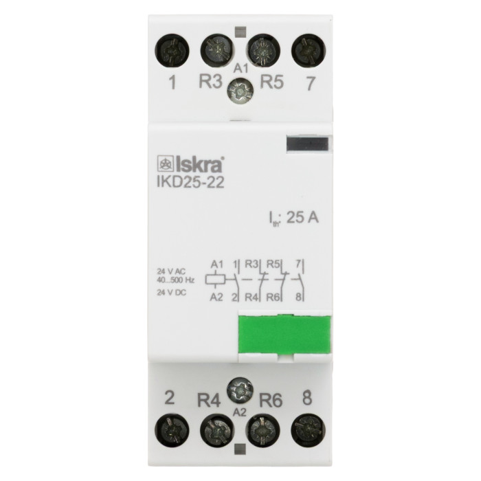 Модульний контактор ISKRA IKD 25A 24V AC/DC 2NO+2NC