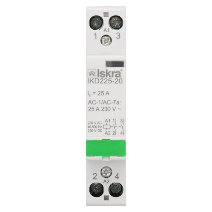 Модульний контактор ISKRA IKD 25A 230V AC/DC 2NO