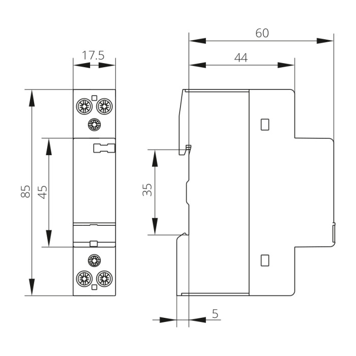 Модульний контактор ISKRA IKD 32A 230V AC/DC 1NO+1NC