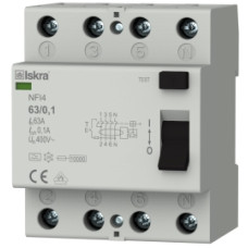 Пристрій захисного відключення ISKRA NFI4 40A 3P+N 0.03A