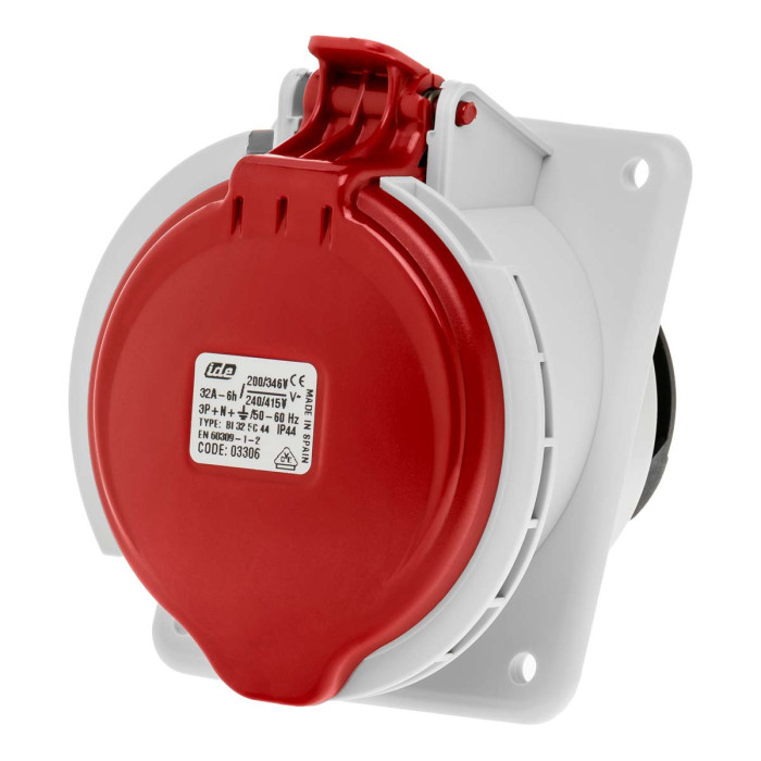 Розетка вбудована похила IDE MUNDIAL 3P+N+E 32A 200/346–240/415V IP44