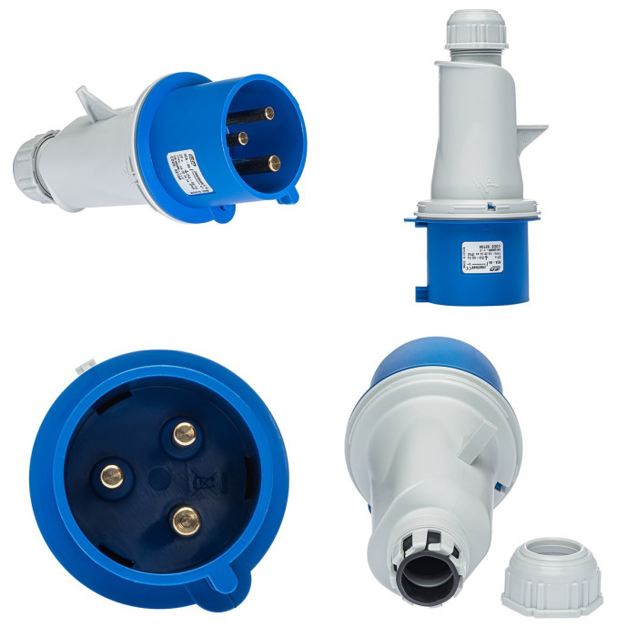 Вилка кабельна IDE MUNDIAL 2P+E 32A 200–250V IP44