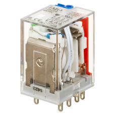 Проміжне реле 4P 5A 220V DC LED+Тест + Колодка зі скобою тип D