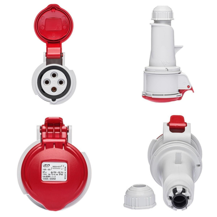 Розетка кабельна IDE MUNDIAL 3P+E 16A 380–415V IP44