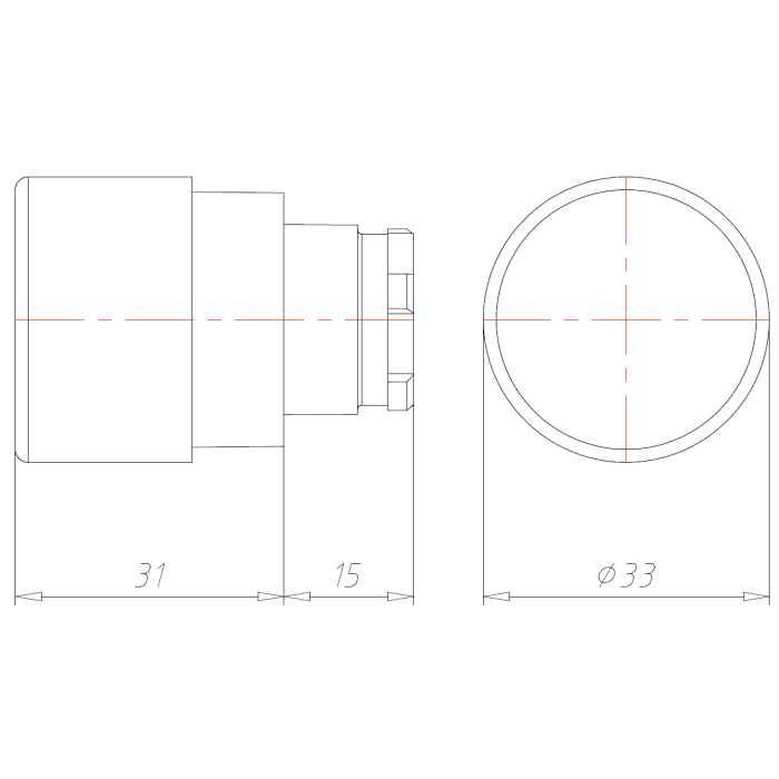 Кнопка грибовидна червона 33mm COMEPI