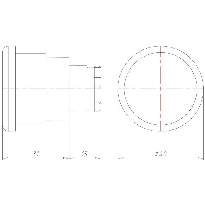 Грибоподібна кнопка 40mm, червона COMEPI