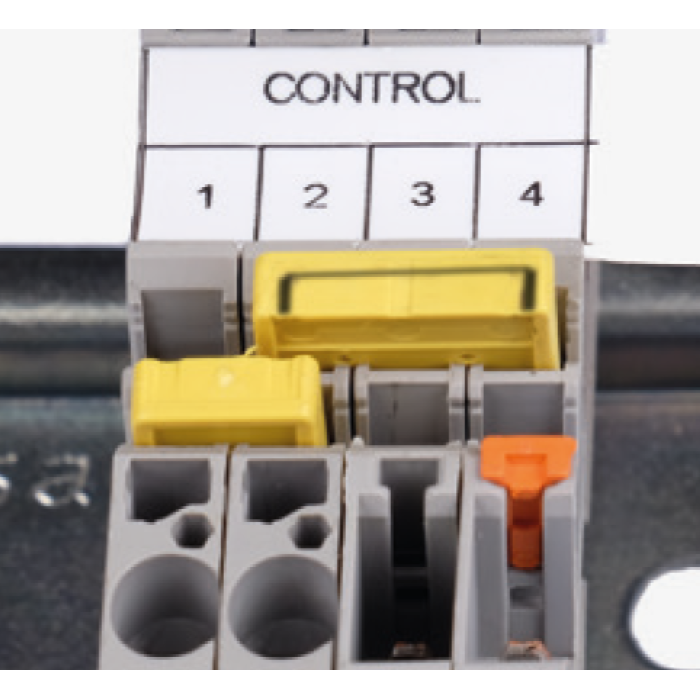 Штифтовий замок Klemsan SG-N оранжевого кольору для клем серії CTP/PTP