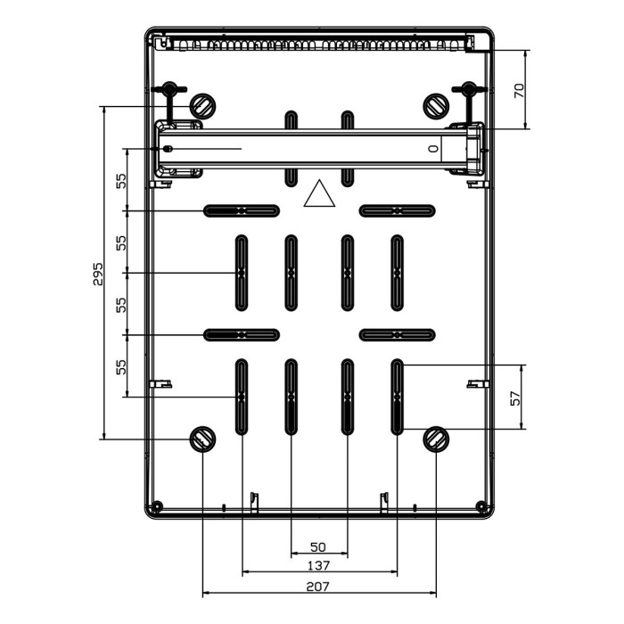 Настінний корпус для сил. розеток IDE з отвора STAR 1×12 MOD 436×310x147mm, IP65, шини N+PE