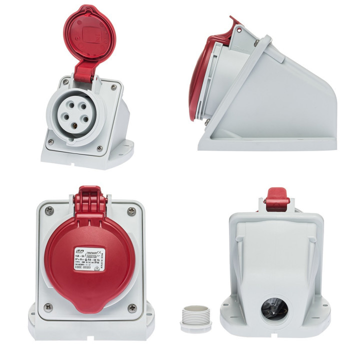 Розетка настінна IDE MUNDIAL 3P+E 16A 380–415V IP44