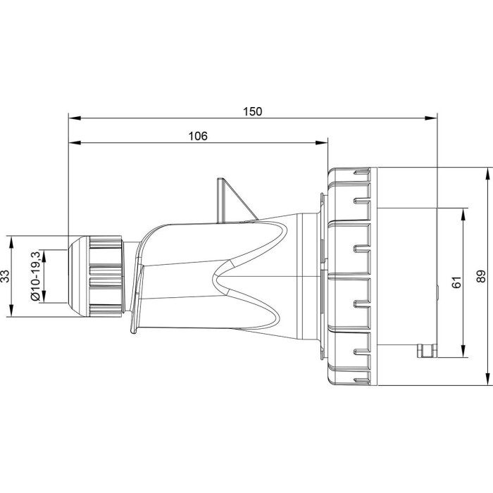 Вилка кабельна IDE MUNDIAL 3P+N+E 16A 200/346–240/415V IP66-67